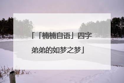 「楠楠自语」四字弟弟的如梦之梦