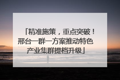 精准施策，重点突破！邢台一群一方案推动特色产业集群提档升级