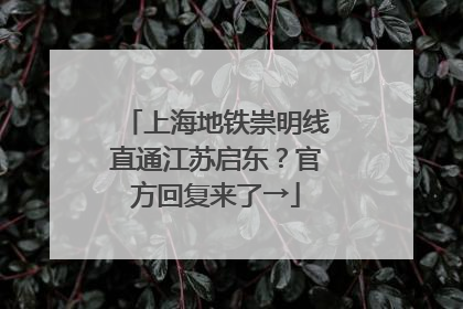 上海地铁崇明线直通江苏启东？官方回复来了→