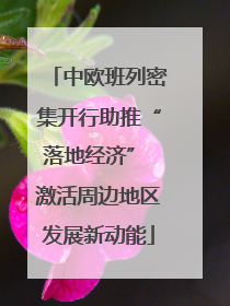 中欧班列密集开行助推“落地经济” 激活周边地区发展新动能
