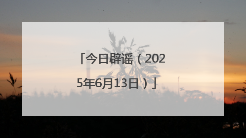 今日辟谣（2025年6月13日）