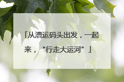 从漕运码头出发，一起来，“行走大运河”