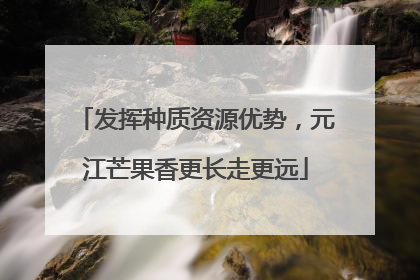 发挥种质资源优势，元江芒果香更长走更远