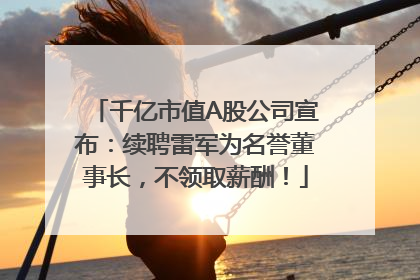 千亿市值A股公司宣布：续聘雷军为名誉董事长，不领取薪酬！