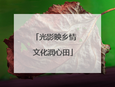 光影映乡情 文化润心田