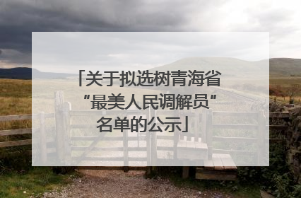 关于拟选树青海省“最美人民调解员” 名单的公示
