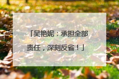 吴艳妮：承担全部责任，深刻反省！