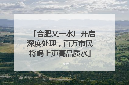 合肥又一水厂开启深度处理，百万市民将喝上更高品质水