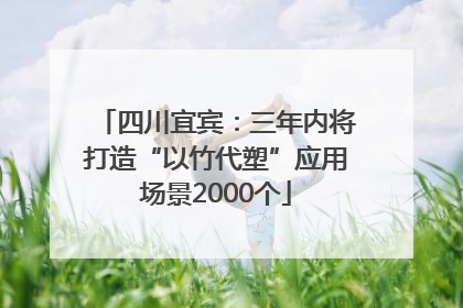 四川宜宾：三年内将打造“以竹代塑”应用场景2000个