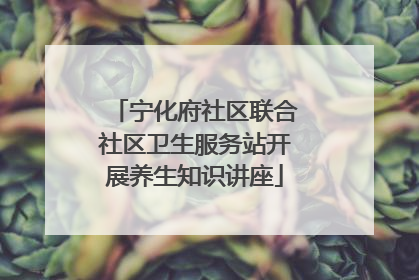 宁化府社区联合社区卫生服务站开展养生知识讲座
