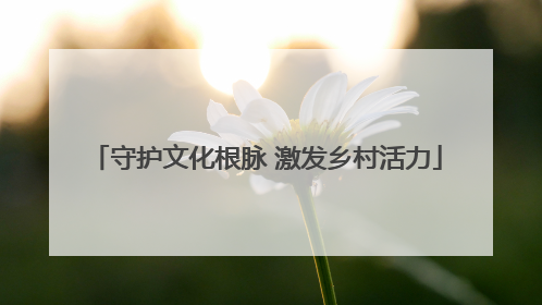守护文化根脉 激发乡村活力