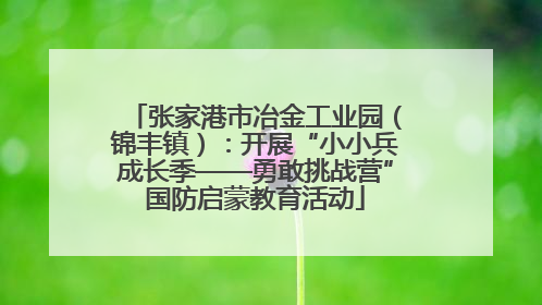 张家港市冶金工业园（锦丰镇）：开展“小小兵成长季——勇敢挑战营”国防启蒙教育活动