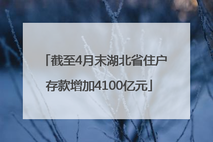 截至4月末湖北省住户存款增加4100亿元
