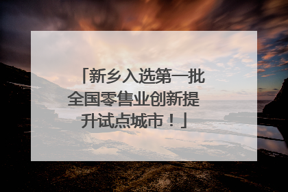 新乡入选第一批全国零售业创新提升试点城市！