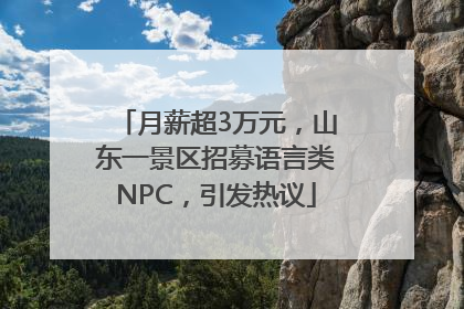 月薪超3万元，山东一景区招募语言类NPC，引发热议