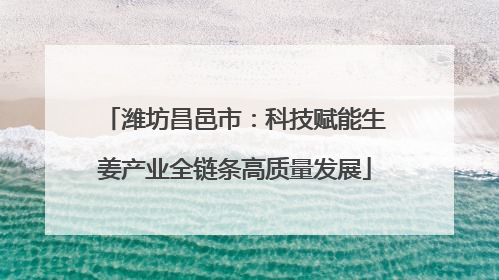 潍坊昌邑市：科技赋能生姜产业全链条高质量发展