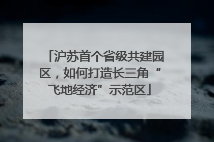 沪苏首个省级共建园区，如何打造长三角“飞地经济”示范区