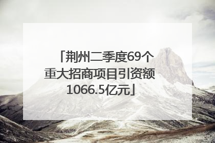 荆州二季度69个重大招商项目引资额1066.5亿元