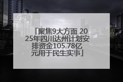 聚焦9大方面 2025年四川达州计划安排资金105.78亿元用于民生实事