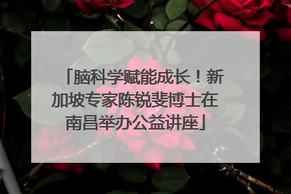 脑科学赋能成长！新加坡专家陈锐斐博士在南昌举办公益讲座