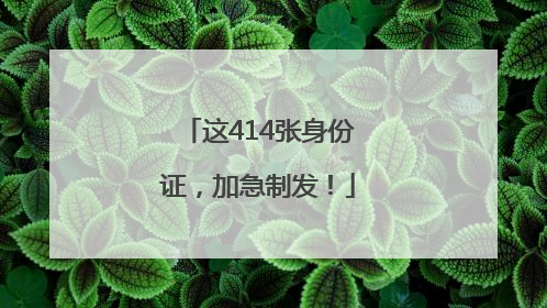 这414张身份证，加急制发！