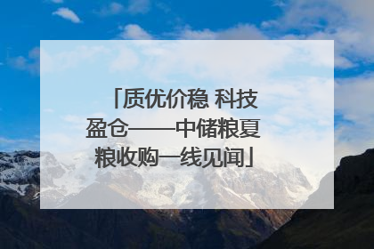 质优价稳 科技盈仓——中储粮夏粮收购一线见闻