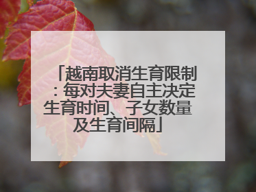 越南取消生育限制：每对夫妻自主决定生育时间、子女数量及生育间隔