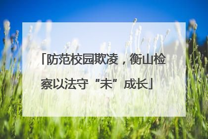 防范校园欺凌，衡山检察以法守“未”成长