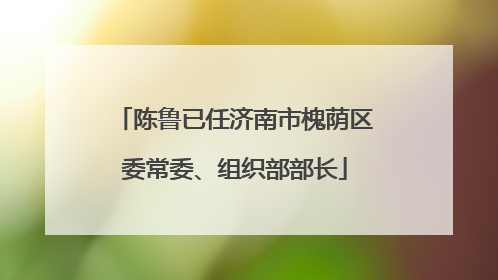 陈鲁已任济南市槐荫区委常委、组织部部长