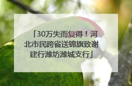 30万失而复得！河北市民跨省送锦旗致谢建行潍坊潍城支行