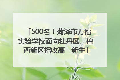 500名！菏泽市万福实验学校面向牡丹区、鲁西新区招收高一新生
